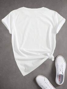 Camiseta de Mujer con Estampado de Triángulo Dorado y Nota Musical - Manga Corta, Cuello Redondo, Estilo Casual, Ideal para Amantes de la Música, Gris con Detalles Dorados, Perfecta para Primavera y Verano - Estilo Vintage Urbano, Unisex, de Algodón, Manga Corta, Cuello Redondo, blusas para mujer. blusas.blusas casuales para dama. - Blanco - Ver 2