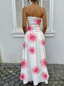 YkhahaMainGRL Vestido bandeau con cintura ceñida y estampado de lunares, estilo vacacionalYkhaha - Multicolor 6 - Ver 2