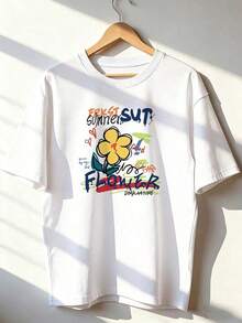 Camiseta de Manga Corta con Estilo Juvenil y Veraniego,Camiseta de manga corta de moda para primavera y verano de 2026, hecha en México, 180 gramos. Estampado de dibujos animados, modelo de pareja, apta para uso interior o exterior. Cuello redondo, unisex, ideal para oficina y ocio. Paquete de una pieza. - WH-P631577SLNDXZGY517 - Ver 1