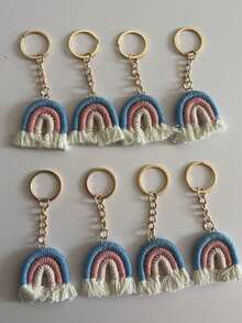 Set de 8 llaveros hechos a mano de ganchillo de colores arcoíris trenzados, artículos de verano - Azul - Ver 4