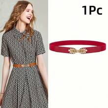 1pc/2pcs/4pcs Women's Minimalist Versatile Leaf Buckle Elastic Belt, Adjustable Decorative Accessory, Suitable For Dresses, Elegant Waist-Cinched Belt - Multicolor - View 22