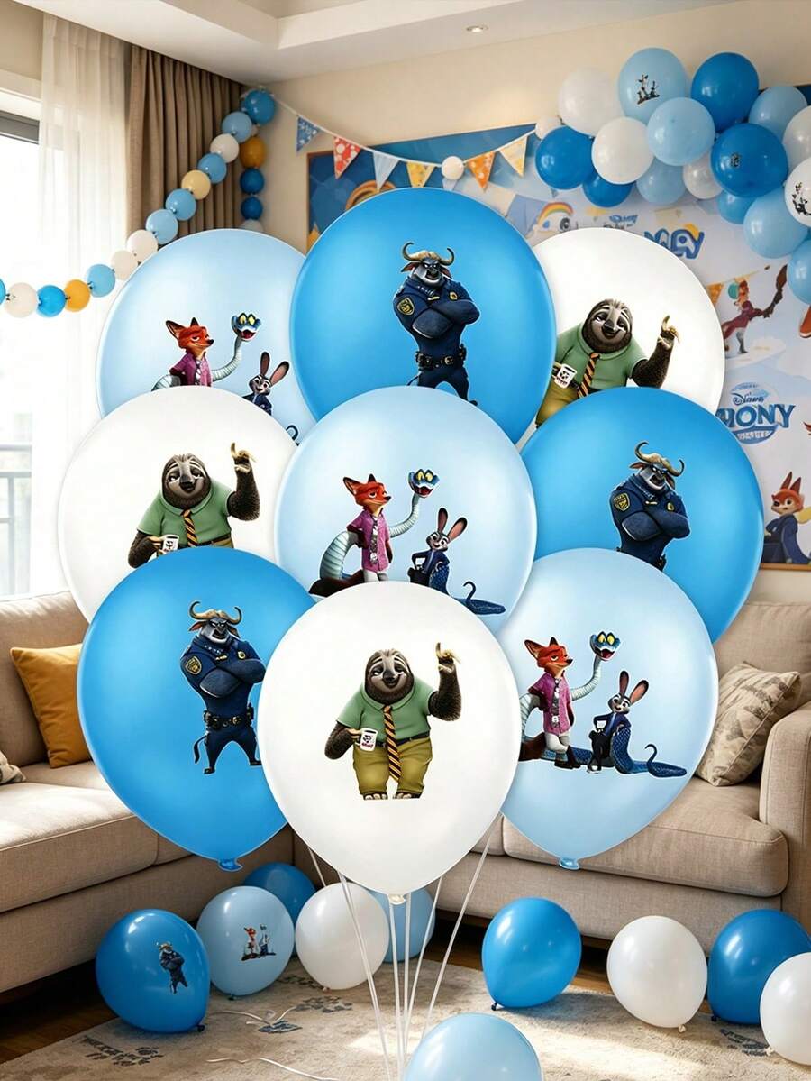 Disney Bộ bóng bay cao su chủ đề Zootopia, bóng bay in hình nhân vật đa năng giúp chuẩn bị tiệc dễ dàng, đơn giản hóa việc lên kế hoạch tiệc tùng của bạn với bộ bóng bay chủ đề Zootopia tiện lợi này, được thiết kế để lắp đặt nhanh chóng và dễ dàng. Judy, Nick và các nhân vật được yêu thích khác, được làm từ chất liệu cao su nhẹ và bền, những quả bóng bay này sẵn sàng để bơm hơi ngay khi lấy ra khỏi bao bì, không cần lắp ráp phức tạp. - Bóng bay - Xem 1