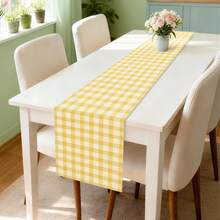 1pc Table Runner, Bohemian Minimalist Pink Plaid Pattern, Polyester Rectangular Table Runner, Single-Sided Print, Suitable For Home Kitchen Dining Room Indoor And Outdoor Decoration, Perfect For Holiday Gatherings And Celebrations - Multicolor - View 6