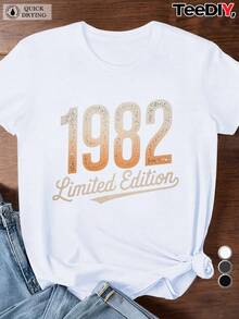 Women's Limited Edition 1982 Vintage T-Shirt - Retro 80s Inspired, Loose Fit Crew Neck And Distressed 1982 Print, Machine Washable, All Year Comfortable For 80s Theme Parties And Casual Wear! Women's T-Shirts, Plus Sizes, Size T-Shirts, Women's Size T-Shirts. - 白色 - 查看 1