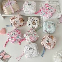 Girl Small Fresh And Cute Flower Sanitary Napkin Storage Bag Portable Square Small Cosmetic Bag Student Sanitary Napkin Bag - Multicolor - View 1