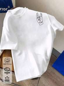 Camiseta unissex branca feita de 100% algodão com estampa de hip-hop urbano francês, nova camiseta esportiva para primavera/verão, corte solto, moderna, confortável e respirável, de manga curta para mulheres e homens. - Branco - Ver 2