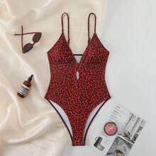 Traje de baño de una pieza con estampado de leopardo sexy. - estampado de leopardo naranja - Ver 7