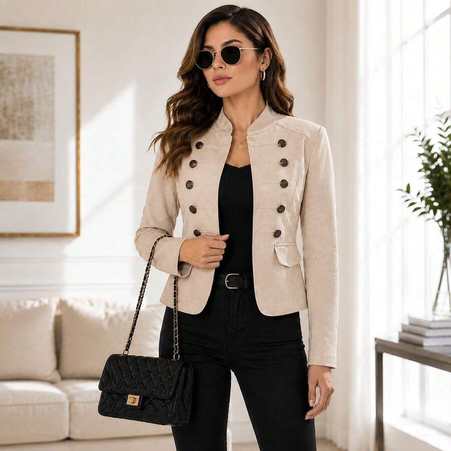 Women's Suebe Jacket Cardigan Fabric Details With Buttons - Beige - View 1