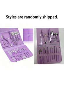16 piezas Juego profesional de cuidado de uñas de acero inoxidable con estuche portátil, herramientas de uñas perfectas para uso en el hogar y viajes - Multicolor - Ver 3