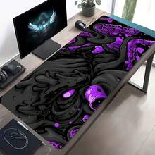 1pc Black Octopus Design Mouse Pad, Artistic Desktop Mat, Large Size Desk Accessory, Rubber Base, Stitched Anti-Slip Keyboard Pad, Suitable For Office, Home Computer, Gift For Men, Women, Friends, Suitable For Back To School, Gaming And Other Occasions. Desktop Mouse Pad, Office Supplies, Desk Accessories, Mouse Pad. - Black Octopus Pattern - View 10