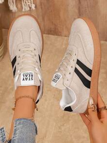 Ladies' Fresh Floral Board Shoes, Retro German Training Shoes, Casual Versatile Breathable Sports Shoes - Beige - View 3