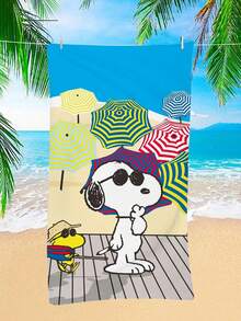 SNOOPY 畅销史努比超细纤维沙滩巾，卡通儿童沙滩浴巾，夏季海边吸水毛巾 - 長方形 - 查看 3