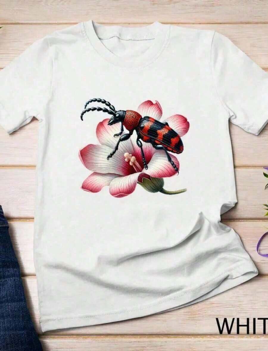 'Summer Vibes' Print T-Shirt, Size S, Cute T-Shirt, Party T-Shirt, Beach T-Shirt, Summer T-Shirt - 紫丁香 - 查看 1