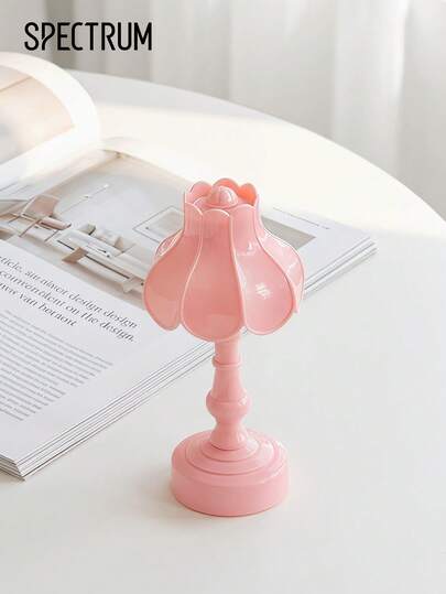 Teckwe Floral Table Lamp, Cute Aesthetic Nightstand Lamp, Soft Warm LED Light For Bedroom, Dorm, Home Decor
