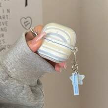 Korean Style Minimalist Semi-Transparent Blue And White Striped Star Pendant Earphone Case Compatible With Huawei Freebuds 7i, Freebuds 2 New Version, Freebuds SE3, Minimalist 5i Earphone Case, Pro3 Cute Korean Style Earphone Case - White - View 7