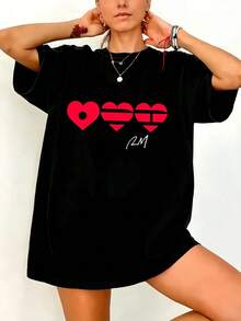 New Arirang Heart RM 2026 Summer Casual T-Shirt, Red Theme Of The Male Group, With Printed Name - Vintage Urban Style, Unisex, Cotton, Short Sleeve, Round Neck And Loose Fit - 黑色 - 查看 6