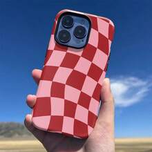 Wave Ripples Fashionable Red Plaid, Minimalist Design Phone Case - Multicolor - View 2