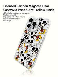 1 chiếc ốp lưng acrylic trong suốt 2 trong 1 hình chuột Mickey dễ thương, được cấp phép chính thức, có chức năng sạc không dây từ tính, thiết kế hoạt hình sáng tạo với họa tiết camera nổi, dày dặn, chống rơi vỡ, tương thích với các dòng điện thoại Apple iPhone 17 Pro Max/Air, 16, 11/12/13/14 Plus/XR/7/8 Plus/15 Pro Max - Trong sáng - Xem 5