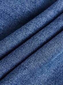 Chica adolescente Jeans con bolsillo oblicuo de pierna ancha - Azul lavado oscuro 2 - Ver 4