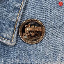 1pc 2D Plane Vintage Steampunk Train Brooch, Made Of Stainless Steel With Elegant Retro Design, Suitable For Daily Wear, Gift-Giving, Decorating Clothes And Backpacks, Enhancing Overall Atmosphere - A - View 2