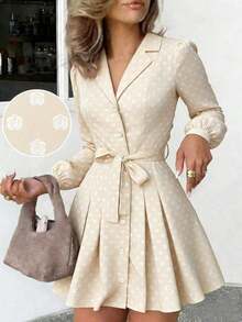PariChic Vestido largo de manga larga de elegante color café con estampado romántico de rosas en todo el diseño, con cinturón de lazo, botones delanteros y un diseño elegante adecuado para otoño/invierno, primavera/verano, vacaciones, citas de San Valentín, cumpleaños, silueta evasé y vestido corto con mangas abullonadas, lindo y romántico - Albaricoque - Ver 12