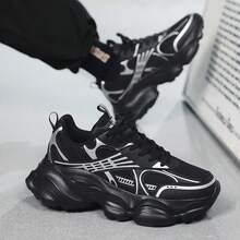 WANWEISI Men's Gradient Laser Pattern Sports Shoes - Breathable Mesh And EVA Sole, Comfortable Low-Top Lace-Up Running Shoes, Multifunctional Casual, Breathable And Durable, Suitable For Running, Hiking, Outdoor And Daily Wear, Gym Wear - Available In Silver, White, Black - 黑色 - 查看 4