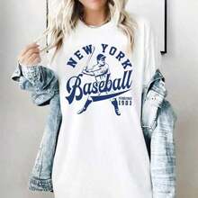 Camisetas Premium Casuales Unisex Lindas, Camiseta Unisex de Color Cómodo con Diseño Vintage de Béisbol de Nueva York Est. 1903, Camiseta para el Día del Partido de Béisbol de Nueva York, Camiseta Deportiva de NYC, Camiseta de Béisbol Americana - Blanco 6 - Ver 1