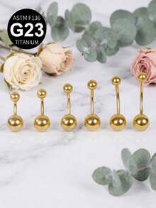 CIZME 14G 钛金肚脐环 14K 金肚脐环 6mm/8mm/10mm/12mm/14mm/16mm 金银肚脐杠铃 F136 G23 肚脐杆 穿刺饰品 女士日常节日礼物 魅力音乐节 海边 万圣节 圣诞节 情人节 科切拉音乐节 海滩 夏季假期 - 球 - 查看 3