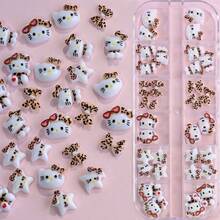12Grids Sanrio Hello Kitty Charms For Jewelry Making, Cute Sparkle Pink Bow Jewelry Making Supplies,3D Kawaii Cat Bowknot Jewelry DIY Decoration - Charms - View 11
