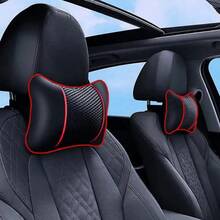 2pcs Universal Car Headrest PU Leather Neck Pillow Comfortable Mesh Breathable Seat Rest Cushion Car Neck Pillow - Multicolor - View 6