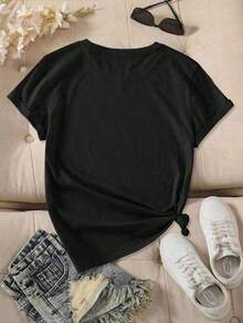 Printed T-Shirts For Women, Oversized Urban Style Tops, Comfortable And Stylish Summer T-Shirts That Go With Everything [Easter Gift] Women's Summer Clothes, Short-Sleeved Crew Neck T-Shirt With Rabbit Print, Comfortable, Soft, Stylish, For Parties, Retro Style, Casual, Versatile, For Spring, Summer, Autumn, Winter, Sporty Style, Available In Sizes S-XXL. Women's T-Shirts, Women's Sports T-Shirts, Women's Athletic Tops, Women's Blouse, Men's Shirts, Unisex Sweatshirts For Couples. - 黑色 - 查看 2