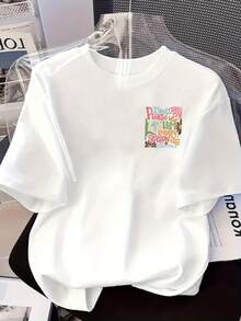 180g Cotton Short Sleeve T-Shirt - Short Sleeve T-Shirt With Front And Back Print - Praise Be To Him, Ode To The Four Seasons - Fashionable Printed T-Shirt For Women, Spring And Summer, Fashion Item, Versatile Casual Wear - Unisex. - 黑色 - 查看 8