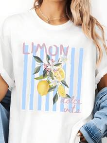 Summer TopsLemon Shirt Fruit Aesthetic Shirt Limoncello Italycotton T-Shirt - White - View 8