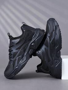 Giày thể thao nam, giày sneaker thường ngày, giày buộc dây đế mềm thoải mái, giày thể thao học viện cho nam, giày cổ thấp nhẹ nhàng dùng hàng ngày. - màu đen - Xem 2