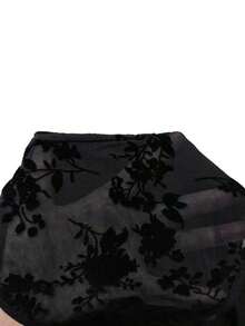 Body de manga larga con hombros transparentes y estampado de leopardo para mujer - Negro - Ver 5