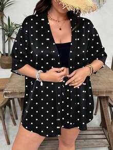 2 piezas Conjunto de talla grande Chaqueta de manga corta con estampado de leopardo, casual y de moda para uso diario - Multicolor 5 - Ver 5