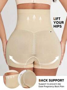 Pantalones cortos de maternidad con cintura alta y panel de soporte abdominal expandible, adecuados para yoga, entrenamiento y uso durante el embarazo en Navidad - Beis - Ver 2