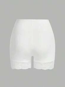 Conjunto de 2 Piezas de Leggings de Encaje en Contraste para Mujer Talla Grande, Verano - Blanco - Ver 6