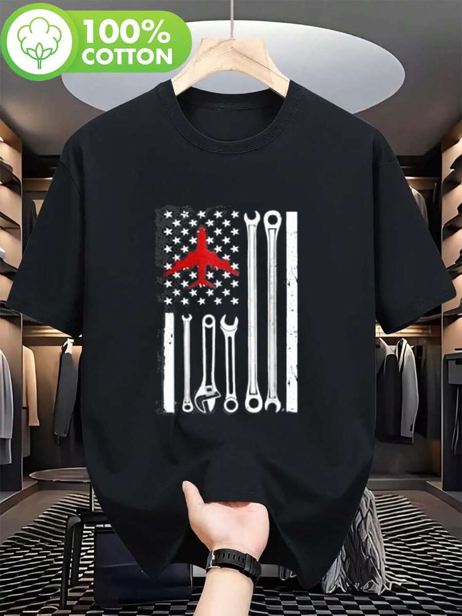 Nueva camiseta de manga corta para mujer de 180g,% algodón - Camiseta casual versátil con estampado de verano para hombre - Camiseta con estampado de verano para parejas - Unisex - Regalo para vacaciones - Negro - Ver 1