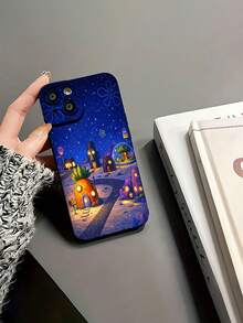Bob Esponja Pantalones Cuadrados noche estrellada azul naranjafunda de teléfono Fundas compatibles con ,Apple,VIVO,OPPO,,, y Honor.Fabricadas en silicona TPU,ofrecen protección contra golpes y caídas. - Negro - Ver 6