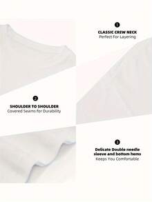 Camiseta de diseño sencillo de 180g para mujer, de manga corta, con estampado de diseño especial. Nuevo estilo relajado de media manga para el verano, ropa fina y elegante para estudiantes. Elegante y práctica para el verano. - Blanco - Ver 7
