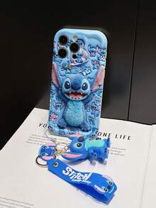 Disney Lilo And Stitch Phone Case : 3D Fluffy Pattern Border Protector Phone Soft Phone Case With A Free Cute Stitch Bracelet Chain Lanyard, Stitch, Lilo, Angel, For Apple 17 Promax 17 Pro 16 15 14 13 12 11 Pro Max XS Max X XR Soft Cover Summer Phone Case - trắng - Xem 5