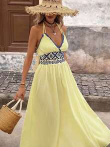 Women Midi Dresses - 淺黃色 - 查看 6