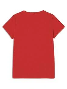 ropa de mujer Camiseta Estampada Estilo Retro con Temática de la Diosa Hécate - Tejido de Punto de Poliéster Suave, Manga Corta, Cuello Redondo - Adecuada para el Uso Diario Casual de Mujere - Rojo - Ver 2