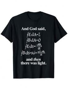 Funny "And There Was Light" T-Shirt With Bible Verse And Mathematical Equations - Christian Scientific Design, Loose Fit For Church And Casual Wear - Lightweight For All Seasons - Genesis Creation Story Clothing For Men And Women - 黑色 - 查看 1