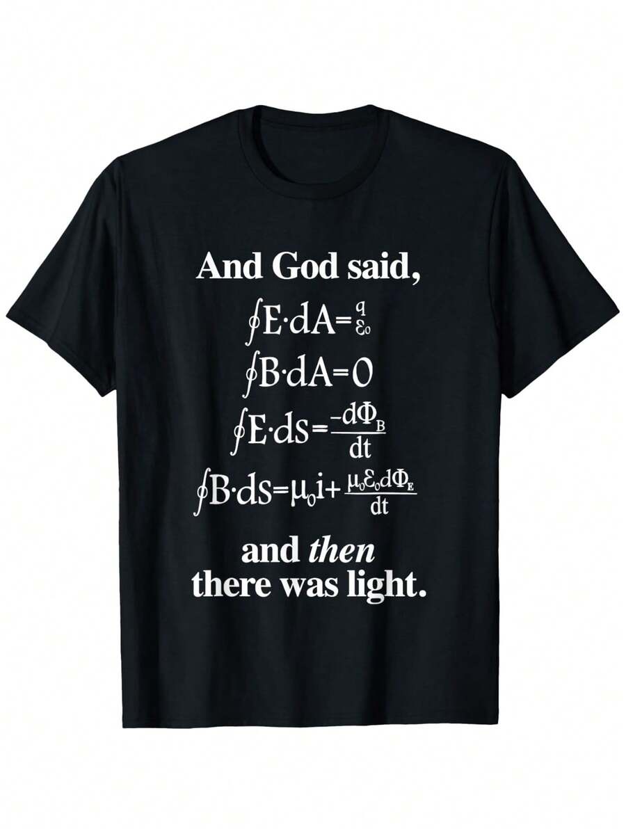 Funny "And There Was Light" T-Shirt With Bible Verse And Mathematical Equations - Christian Scientific Design, Loose Fit For Church And Casual Wear - Lightweight For All Seasons - Genesis Creation Story Clothing For Men And Women - 黑色 - 查看 1