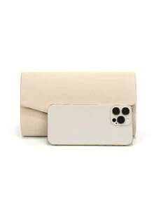 Apricot Envelope Design Party/Wedding Clutch Bag, Women's Chain Shoulder Handbag, Velvet Fashion Wallet - Apricot - View 3