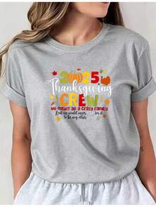 Conjunto Familiar Temático de Pascua de Acción de Gracias con Diseño de Pavo, Camiseta para Padres e Hijos i01, Blusa Casual de Cuello Redondo, Blusa Cómoda para Mujer - Negro - Ver 8