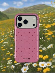 GIIPPA 1件粉色底色波點圖案設計手機殼，適用於Phone 17 Pro Max，兼容Phone 16 Pro Max、15 Pro Max、14 Pro Max，韓系高端時尚趣味手機殼，兼容11/12/13/14/15/16 Pro Max Plus，優雅設計男女皆宜，復活節、婚禮季與生日送女友的完美禮物 - 粉色 - 查看 6