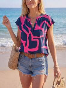 Camisas de mujer de moda simple, casual, diaria, para vacaciones y atuendo de playa - Multicolor - Ver 5